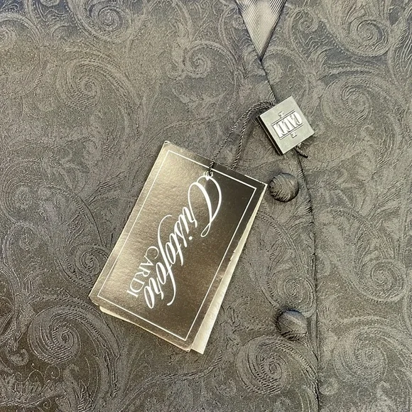 Black Silk Paisley Tuxedo Vest size 3X New